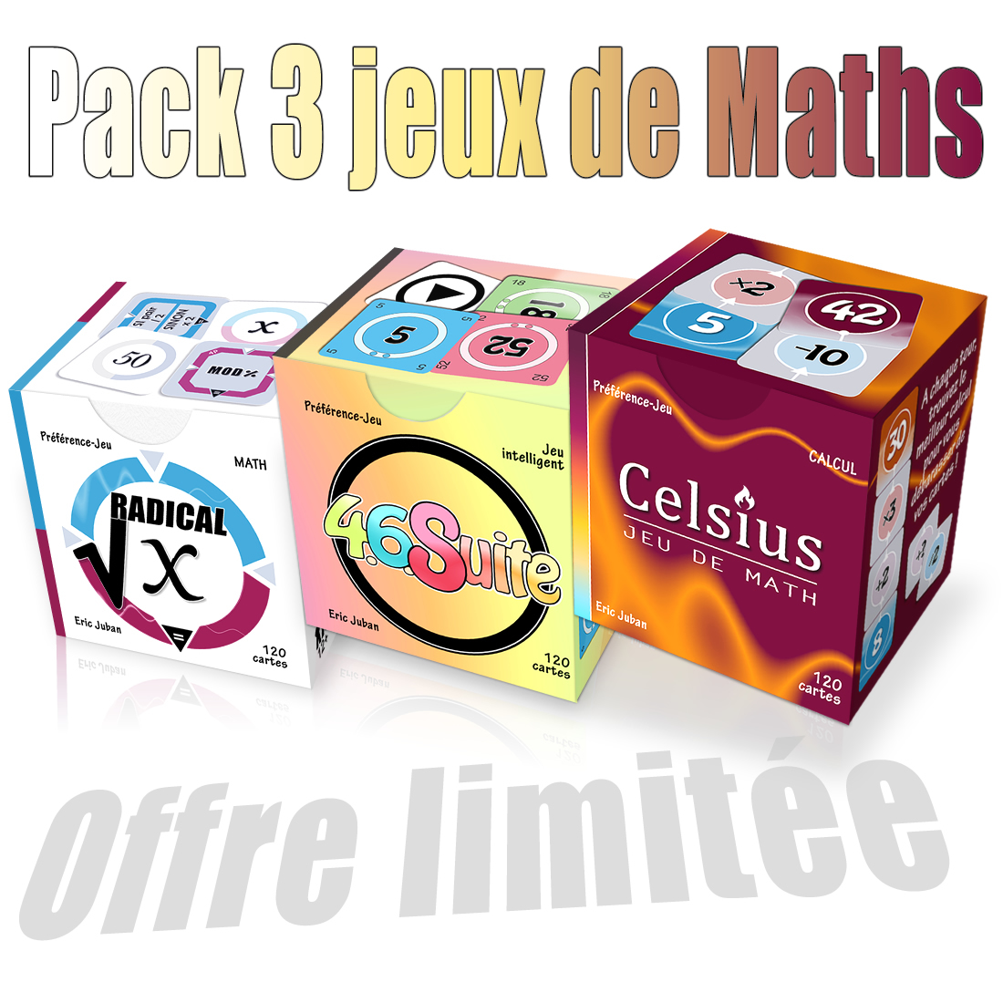 Pack 3 jeux de Maths. Juillet 2021
